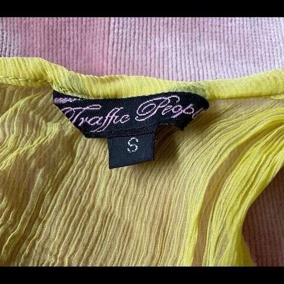 Traffic People Silk Chartreuse Yellow Dress - Picture 5 of 6